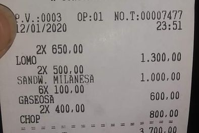 MDZol | Una nueva factura del local gastronómico El Árabe