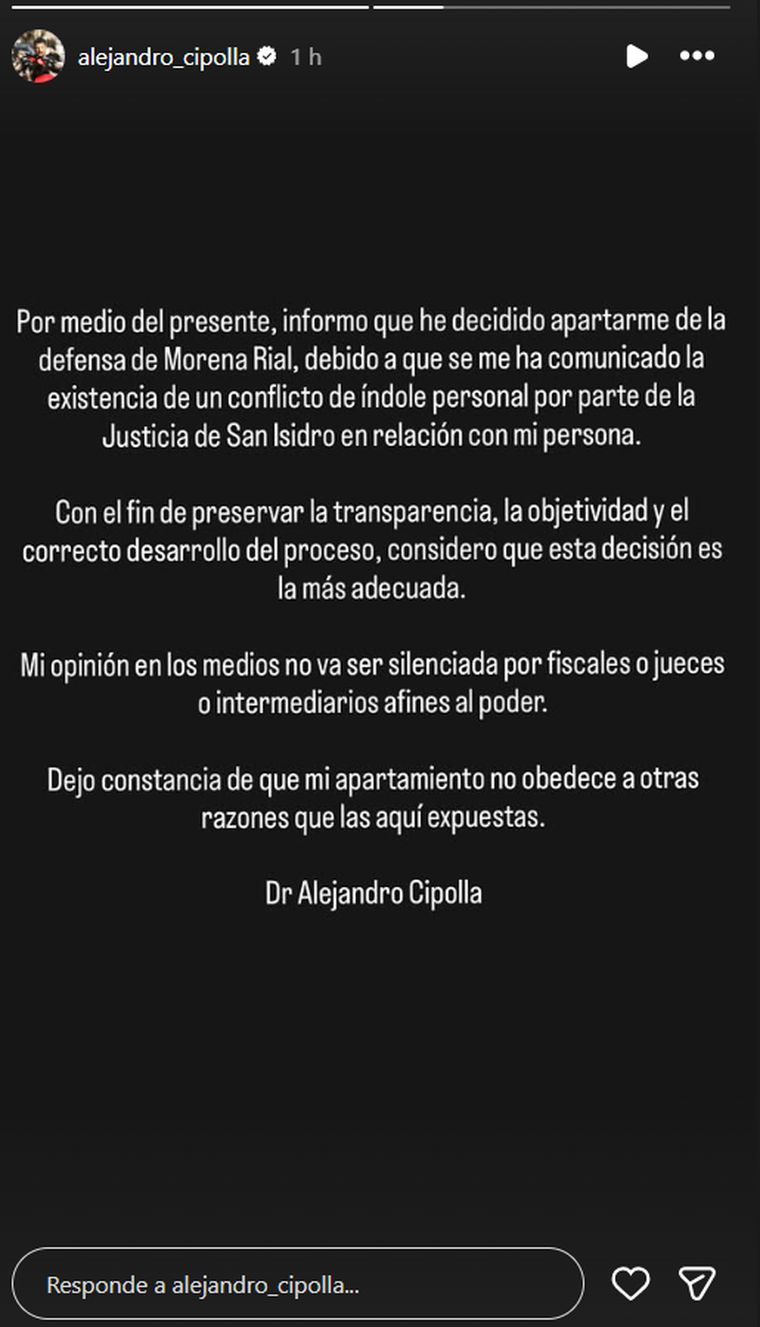 Morena Rial se quedó sin abogado. Morena Rial se quedó sin abogado.