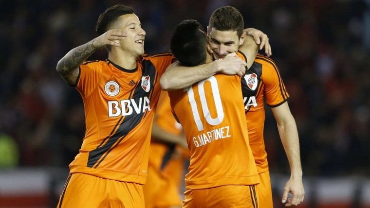 Driussi junto al Pity y Alario, quienes también le dieron muchas alegrías a River Foto: publicada en TyC Sports