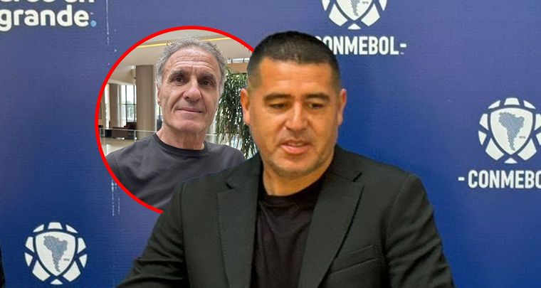 Riquelme y Ruggieri se cruzaron en el sorteo de la Conmebol. Foto: MDZ