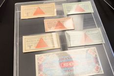 Billetes nazi entregados al Museo del Holocausto Foto: Dirección General de Aduanas