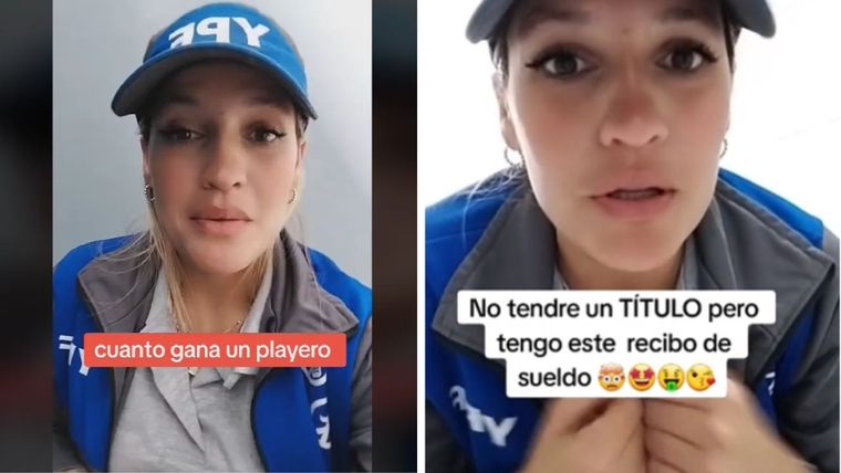 Mostró la cifra que ganar por trabajar como playera en una estación de servicio Foto: Captura del video de TikTok