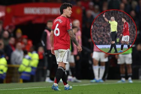 Lisandro Martínez vio la tarjeta roja tras la intervención del VAR en una jugada que generó debate. Lisandro Martínez vio la tarjeta roja tras la intervención del VAR en una jugada que generó debate.