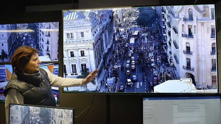 La ministra de Seguridad Patricia Bullrich monitoreará las inmediaciones del Congreso este jueves. Foto: Ministerio de Seguridad