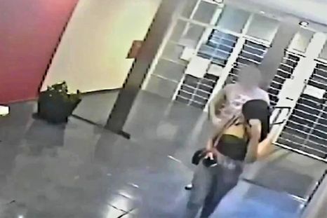 La viuda negra fue captada por la cámara de seguridad de un edificio en Almagro. La viuda negra fue captada por la cámara de seguridad de un edificio en Almagro.