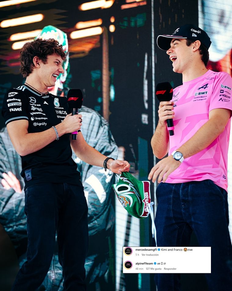 La foto de Franco Colapinto junto a Kimi Antonelli y la reacción de Alpine.  La foto de Franco Colapinto junto a Kimi Antonelli y la reacción de Alpine.