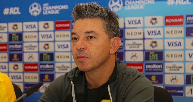 Marcelo Gallardo en conferencia de prensa. Foto: @alittihad_en