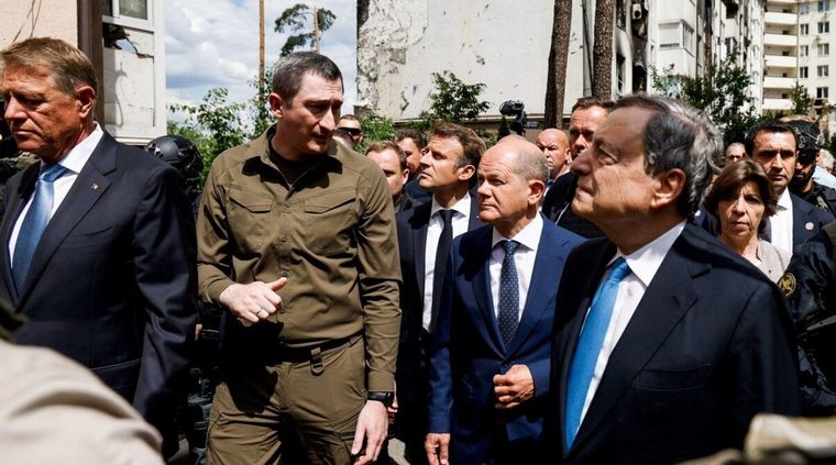 Los mandatarios europeos, en Ucrania. Foto: NewsStoryUkraine.