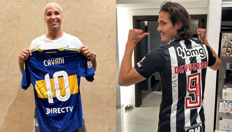Deyverson, delantero de Atlético Mineiro, le agradeció a Edinson Cavani por el intercambio de camisetas que tuvo con el uruguayo, que le envió la suya de Boca. Foto: Instagram Deyverson