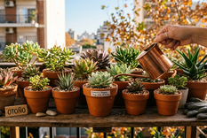 Hay que saber cuándo regar las suculentas. Fuente: IA Gemini.