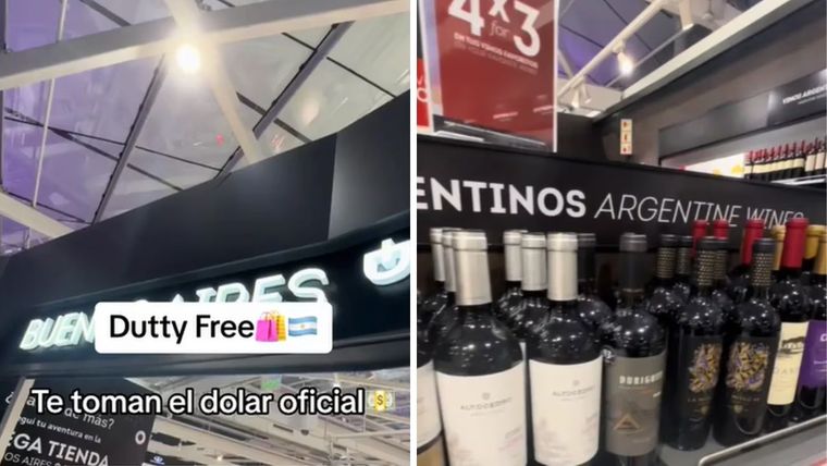 Fue al Duty Free de Ezeiza y mostró los precios en TikTok Foto: Captura del video de TikTok