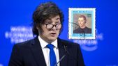 Javier Milei en el Foro de Davos, y la figura de Nicolás Maquiavelo. Javier Milei en el Foro de Davos, y la figura de Nicolás Maquiavelo.