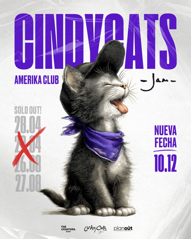 El 10/12, Cindy Cats volverá a dar un show en Amérika Club.