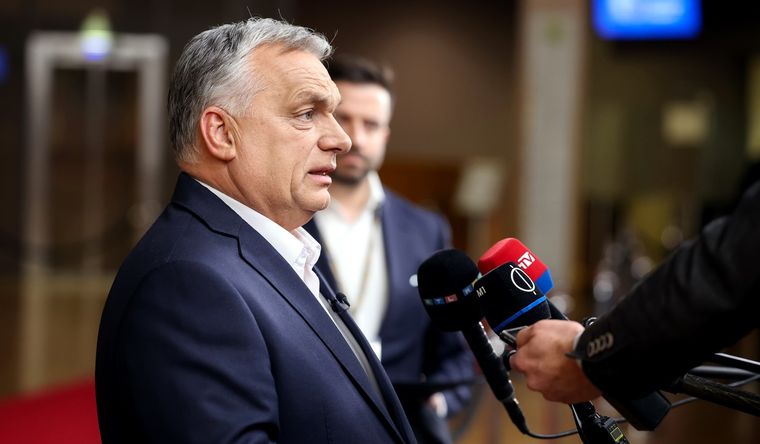 El primer ministro de Hungría, Viktor Orbán, comparece ante los medios en Bruselas. Foto: Dpa.