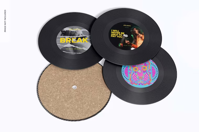 Vinilo como posavasos. Vinilo como posavasos.