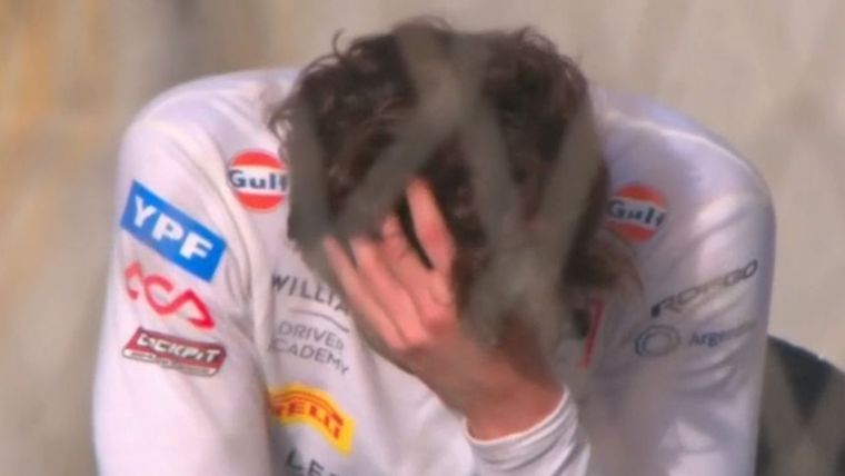Franco Colapinto abandonó y no pudo ocultar su tristeza Foto: Captura video