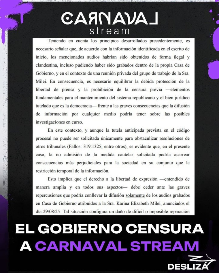 La imagen que acompaña el comunicado de Carnaval Stream. Créditos: X / CarnavalStream La imagen que acompaña el comunicado de Carnaval Stream. Créditos: X / CarnavalStream