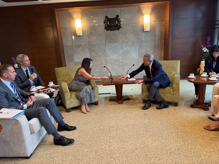 La ministra de Capital Humano junto con el canciller de Singapur, Vivian Balakrishnan.