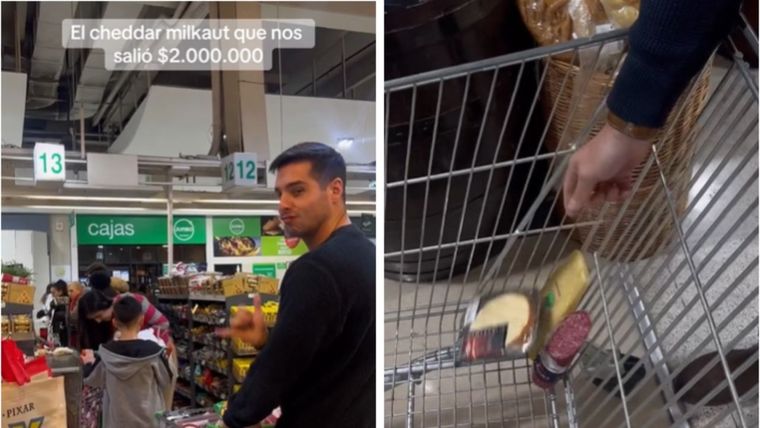 Querían comprar un queso cheddar en el supermercado pero terminaron gastando millones. Foto: Captura del video de TikTok