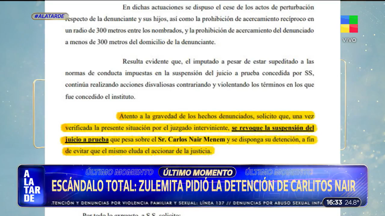 Zulemita Menem pidió la detención de Carlos Nair Menem. Zulemita Menem pidió la detención de Carlos Nair Menem.