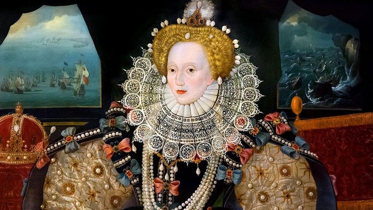 El retrato de la Armada (1588) de Isabel I representa a la última monarca Tudor en el apogeo de su poder.