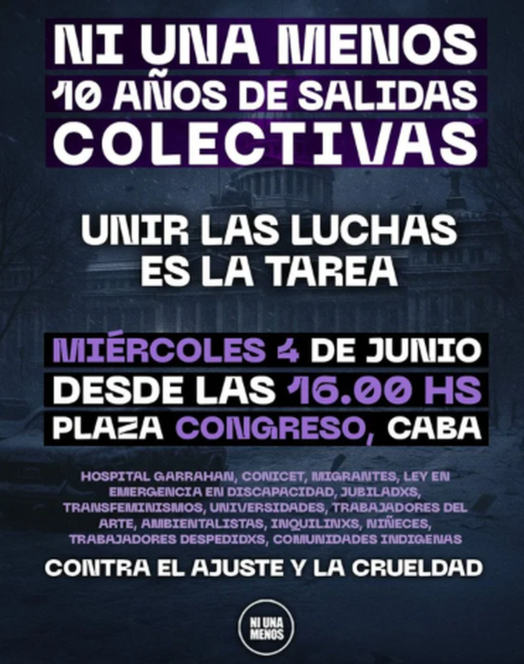 Este año, la marcha de Ni Una Menos se realizará este miércoles 4, con el fin de Este año, la marcha de Ni Una Menos se realizará este miércoles 4, con el fin de