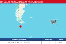 La alerta fue emitida por el Servicio Hidrográfico y Oceanográfico de la Armada (SHOA) Foto: SHOA