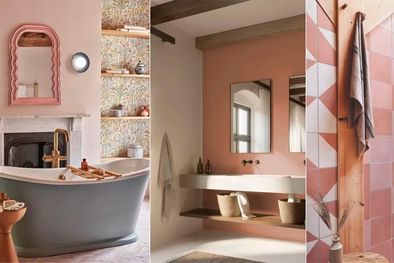 MDZol | El color de moda que reemplaza al blanco en los baños  es una variación de tonos tierra y rosa yeso. Foto: David Hunt Lighting, Dunn-Edwards, Bert & May
