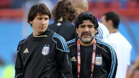 Lionel Messi y Diego Maradona en la Selección argentina.