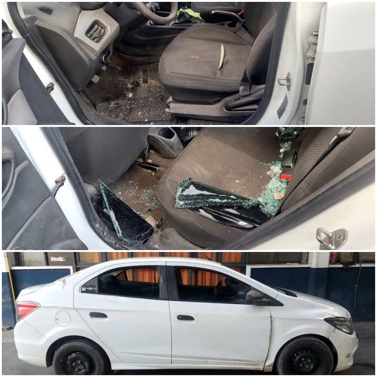 Así quedó el auto de Investigaciones atacado durante un procedimiento para detener al Lumpa. Así quedó el auto de Investigaciones atacado durante un procedimiento para detener al Lumpa.