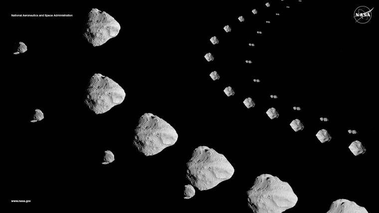 Asteroides moviéndose por el espacio en distintas formas y tamaños, como rocas gigantes que viajan alrededor del Sol, es la foto elegida para febrero. Asteroides moviéndose por el espacio en distintas formas y tamaños, como rocas gigantes que viajan alrededor del Sol, es la foto elegida para febrero.