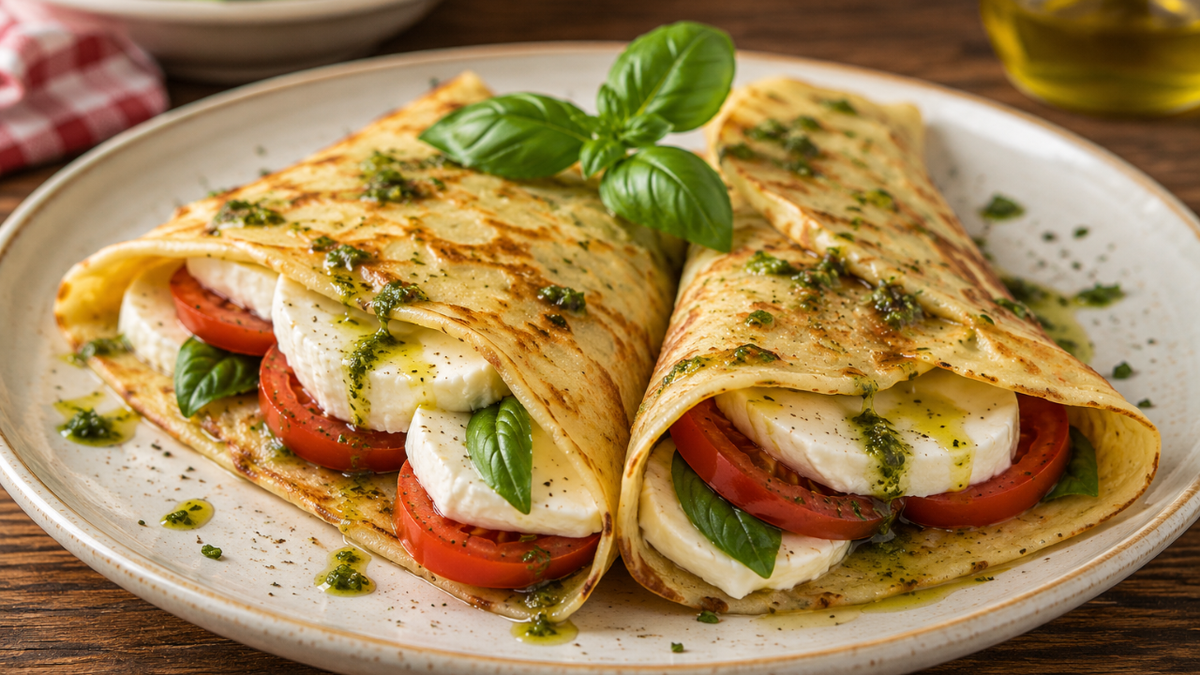 Receta: panqueques caprese, un plato liviano y lleno de sabor