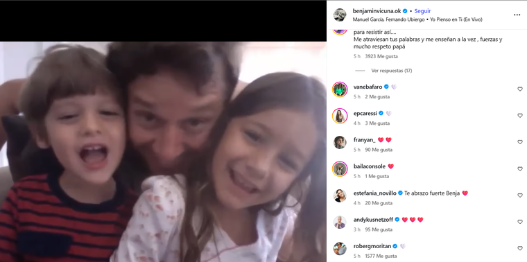 Roberto García Moritán comentó un corazón blanco en la publicación de Vicuña. Foto: captura de pantalla Instagram/ @benjaminvicuna.ok. Roberto García Moritán comentó un corazón blanco en la publicación de Vicuña. Foto: captura de pantalla Instagram/ @benjaminvicuna.ok.