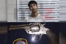 Pablo Galdames, el detenido, y el arma incautada en Las Heras.&nbsp;