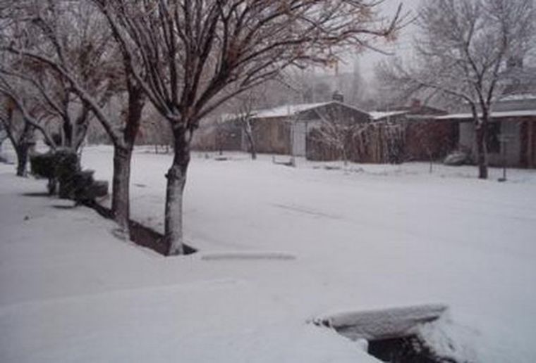 En Alvear se acumularon unos 10 cm. de nieve. Foto: Pehuenche Digital