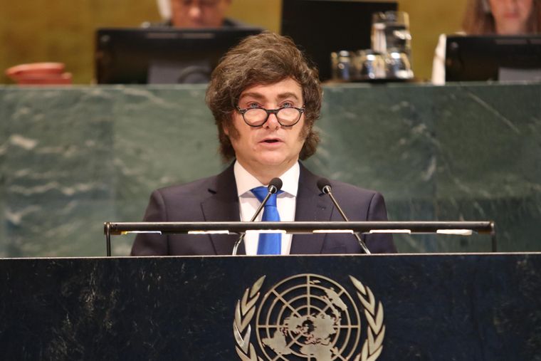 Javier Milei en su segunda exposición ante la Asamblea General de las Naciones Unidas.