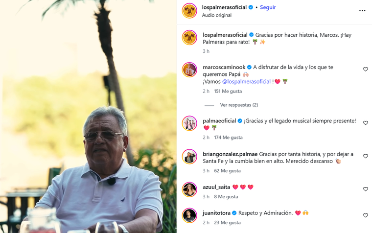 Marcos Camino se retiró de Los Palmeras. Marcos Camino se retiró de Los Palmeras. 