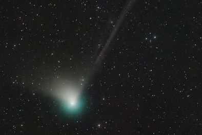 MDZol | El cometa C/2022 E3 (ZTF) se ve verde a través de un telescopio Foto: DAN BARTLETT