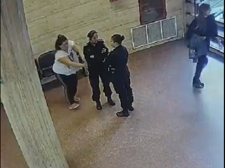 El momento del intento de arrebato a la policía Foto: captura de video