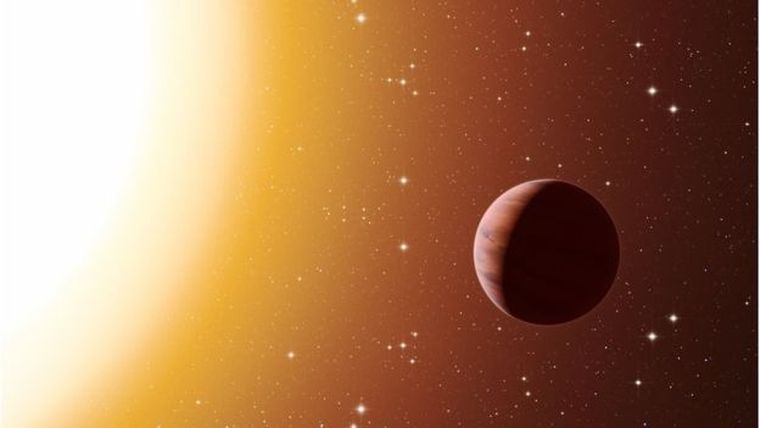 Ilustración: el Wasp-76b es una especie de Júpiter caliente: un planeta gigante y gaseoso como Júpiter, pero que orbita muy cerca de su estrella.