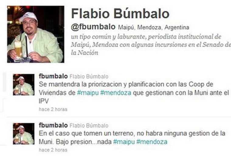 Flavio Búmbalo jefe de prensa de Maipú y sus twitsreportes. Foto: Captura de pantalla