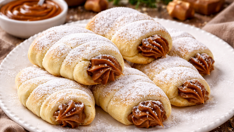 Esta receta de cañoncitos de dulce de leche es muy popular en panaderías Esta receta de cañoncitos de dulce de leche es muy popular en panaderías