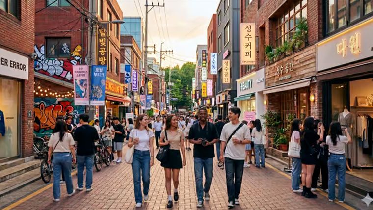 Seongsu-dong transformó antiguas fábricas y depósitos en un escenario urbano con tiendas de moda,cafés, galerías y restaurantes.