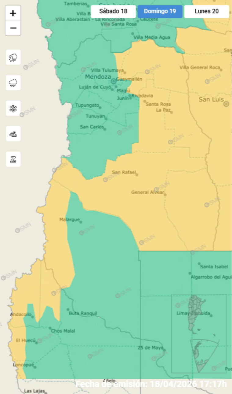 La zona cordillerana sur de Mendoza está en alerta por nevadas. La zona cordillerana sur de Mendoza está en alerta por nevadas.