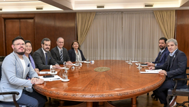 Luis Caputo recibió al titular de la Unión Industrial Argentina, Matías Rappallini. Luis Caputo recibió al titular de la Unión Industrial Argentina, Matías Rappallini.