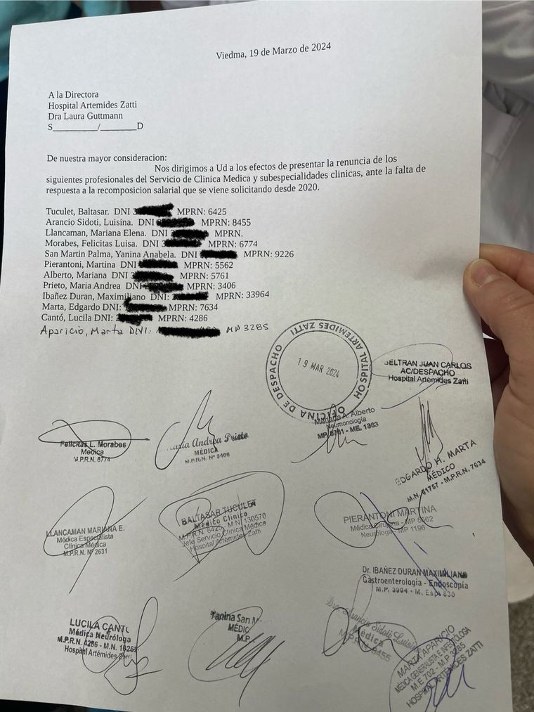 El servicio de Clínica Médica se quedó sin profesionales Foto: gentileza