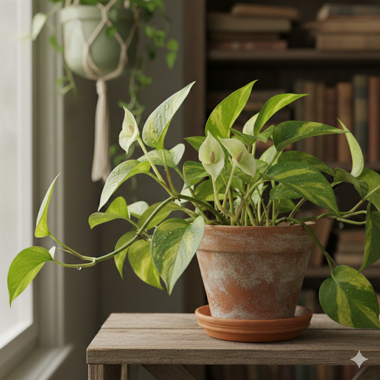 Es posible lograr que el potus florezca. Fuente: IA Gemini.