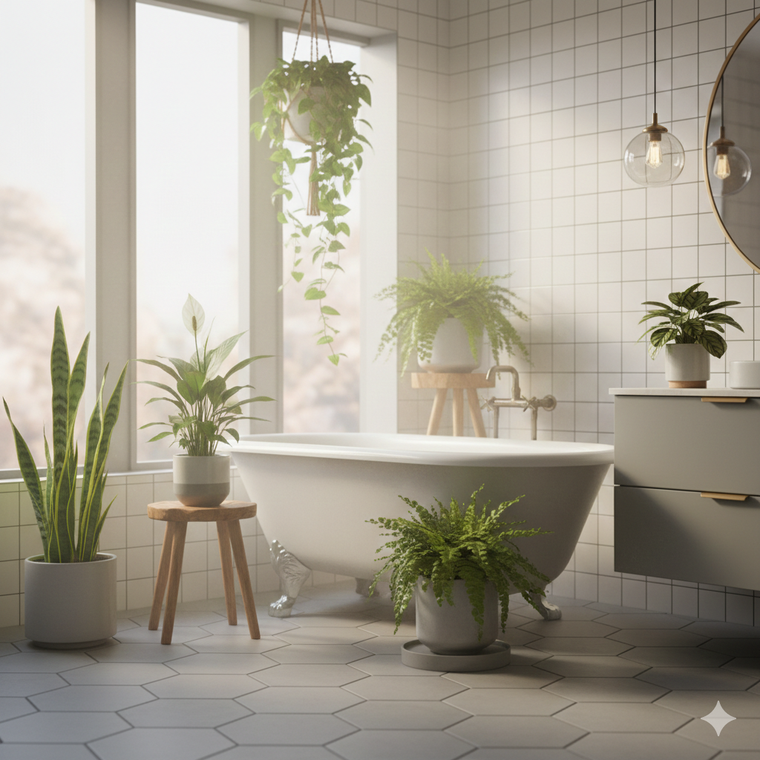 Las mejores plantas para el baño. Fuente: IA Gemini.
