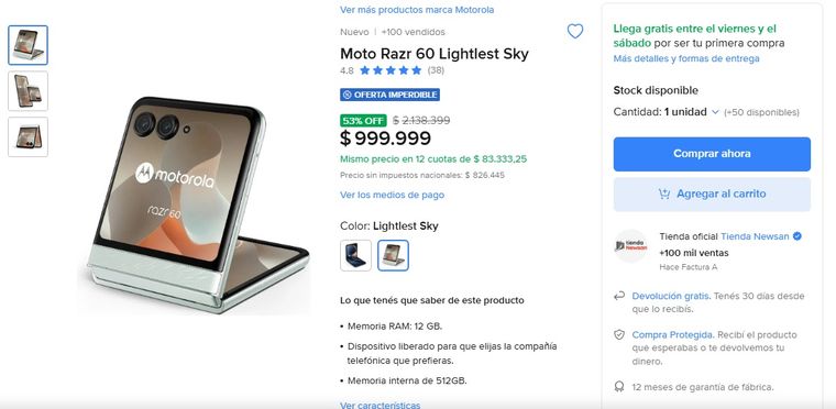 Mercado Libre remata este Motorola. Mercado Libre remata este Motorola.