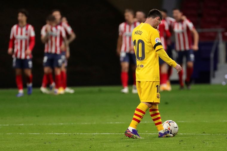 El Atleti festeja, Messi sufre. Foto: EFE